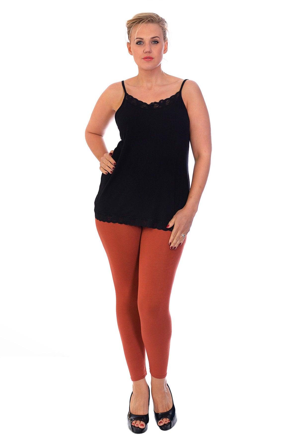Plus Size Plain Long Leggings Leggings WearAll
