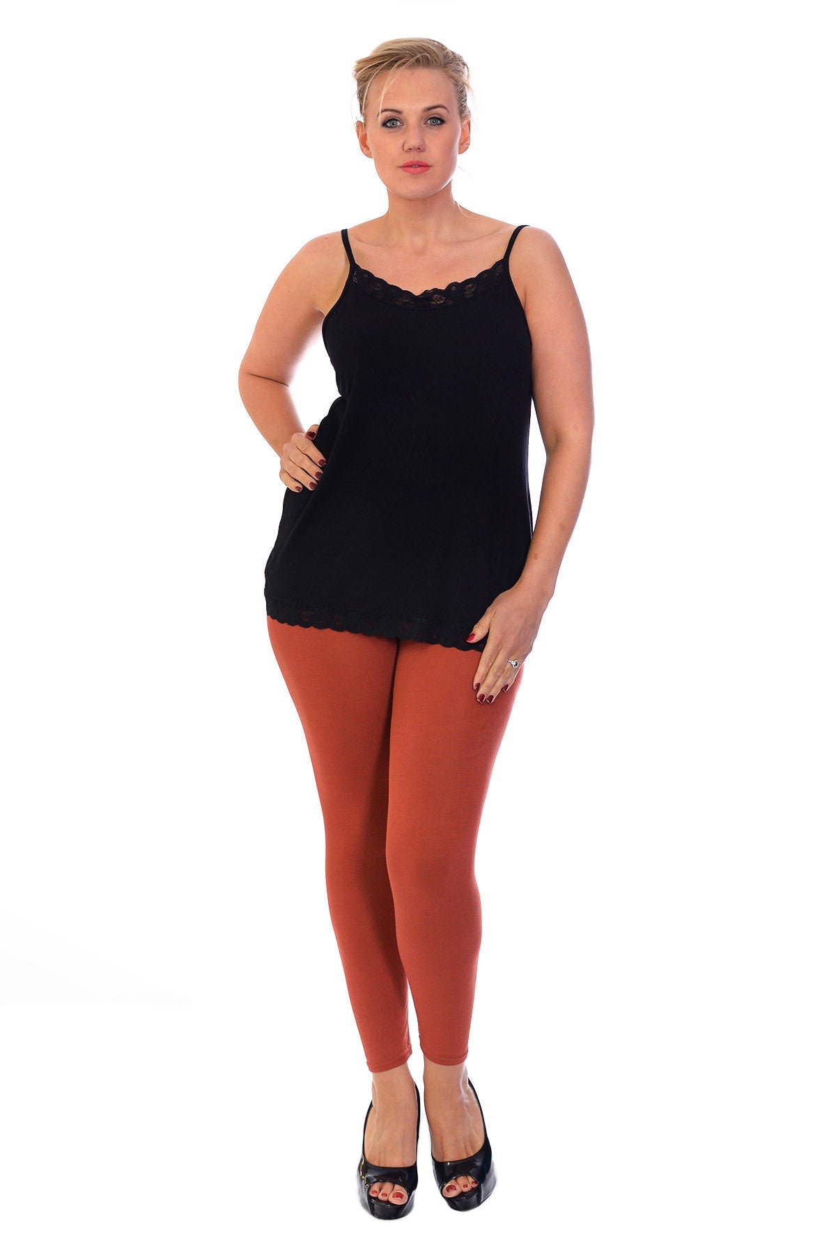 Plus Size Plain Long Leggings Leggings WearAll