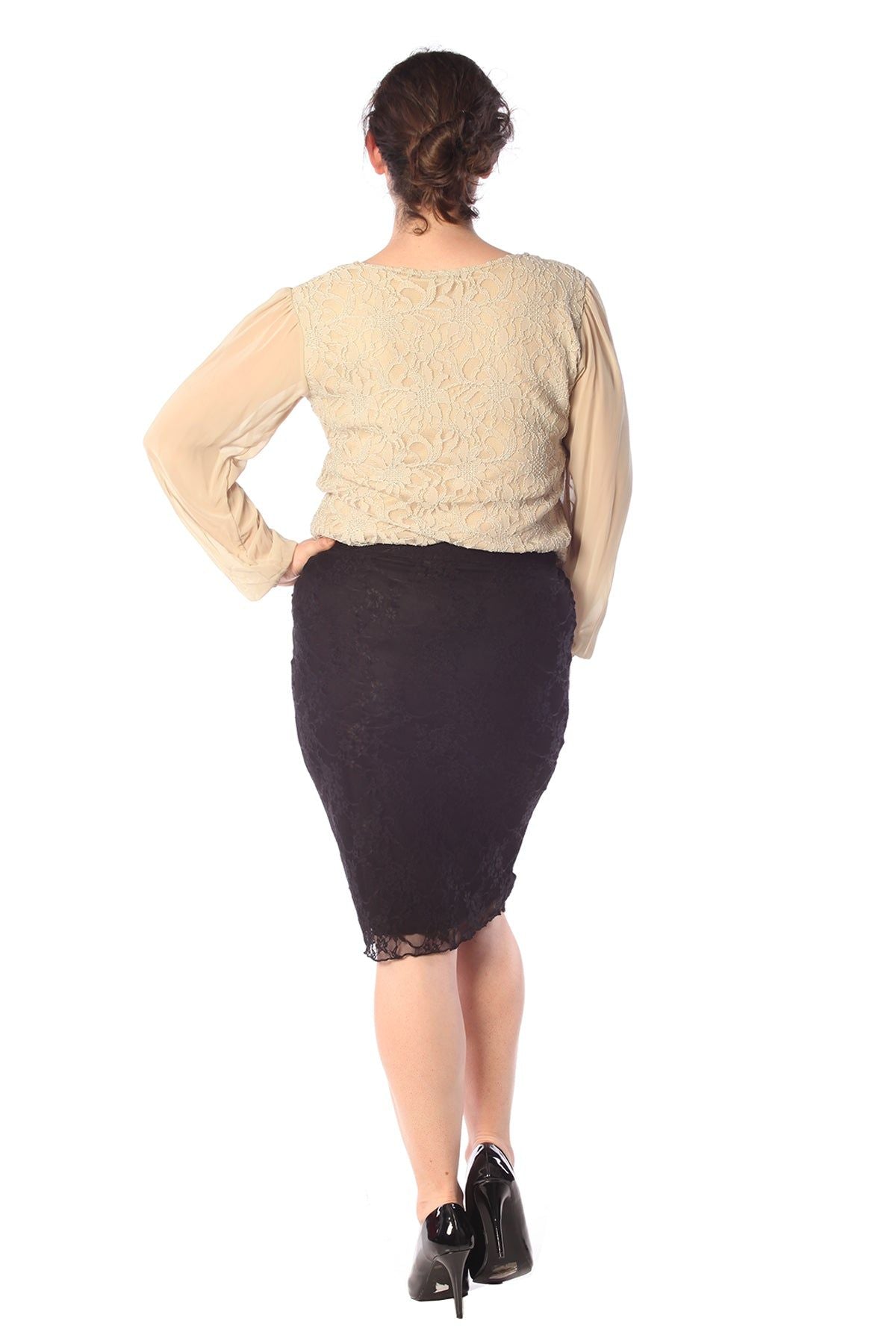 Lace Lined Sheer Sleeve Chiffon Tunic Top Tops WearAll