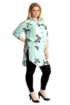 Butterfly Print Side Slit Curved Hem Top Tops WearAll