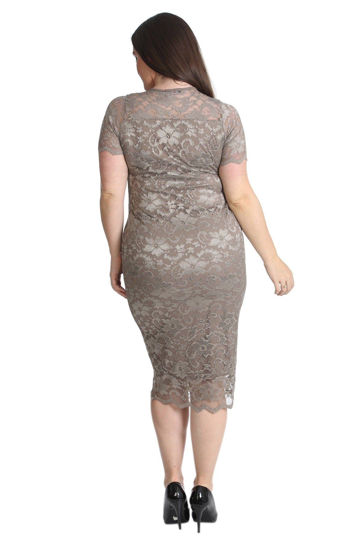 Lace Lined Short Bodycon Midi Dress Tops WearAll
