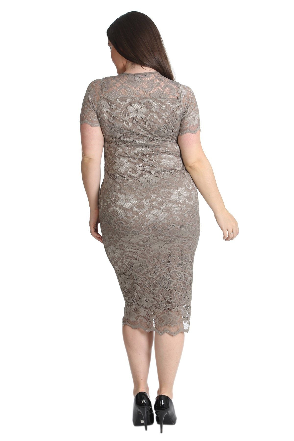 Lace Lined Short Bodycon Midi Dress Tops WearAll