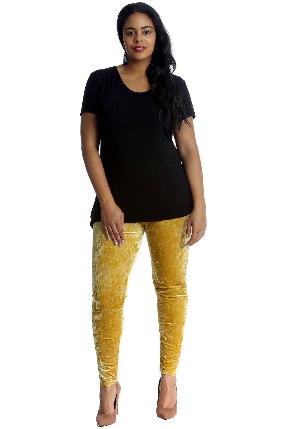 Plus Size Full Length Velvet Leggings Leggings WearAll