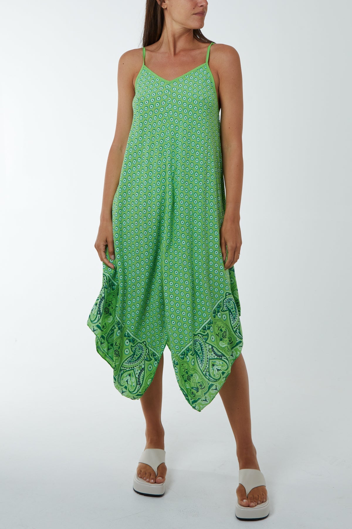 Cami Hanky Hem Midi Dress Dresses WearAll Apple Green One Size
