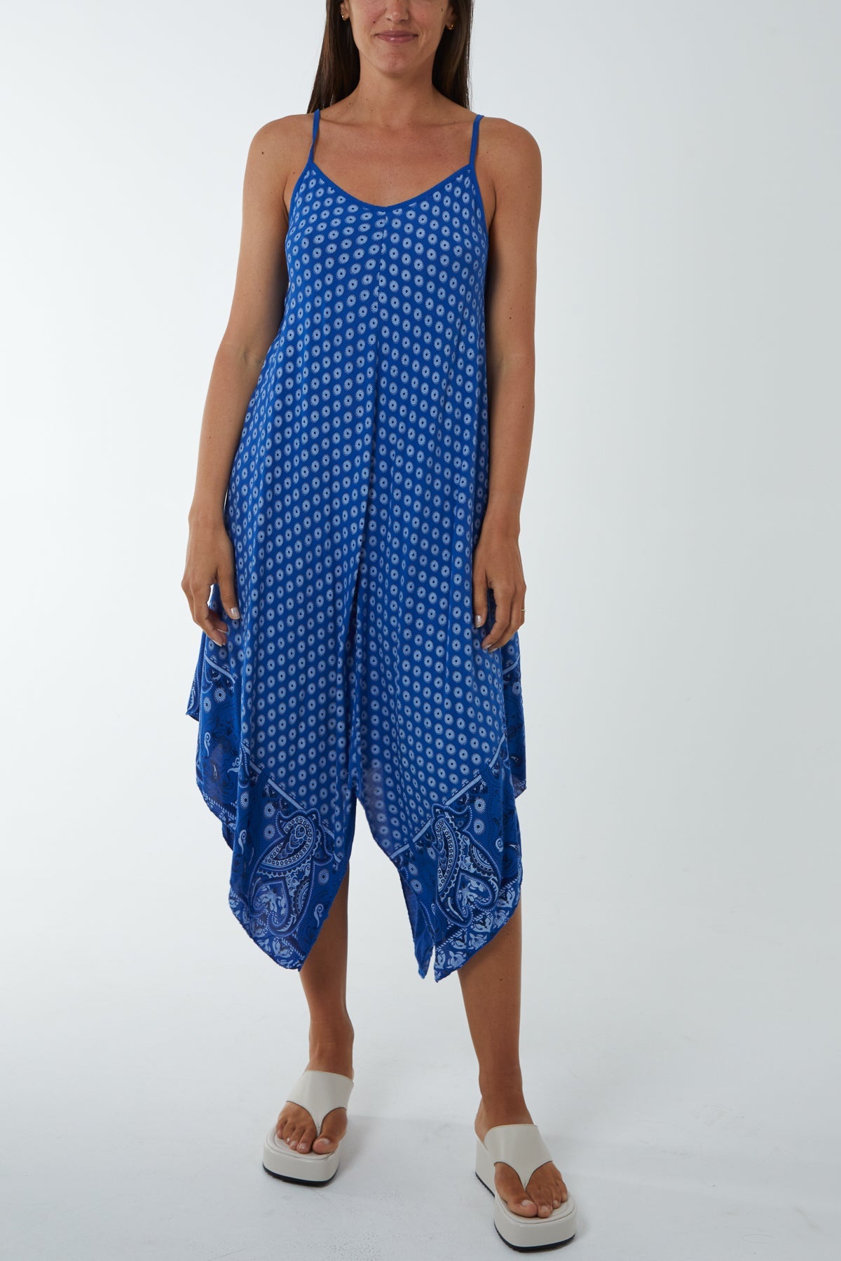 Cami Hanky Hem Midi Dress Dresses WearAll Royal Blue One Size