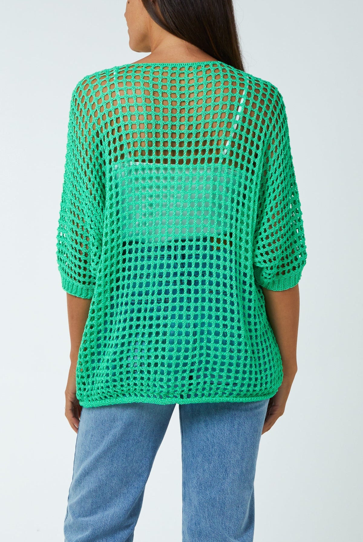 Round Neck Short Sleeve Crochet Top Tops WearAll