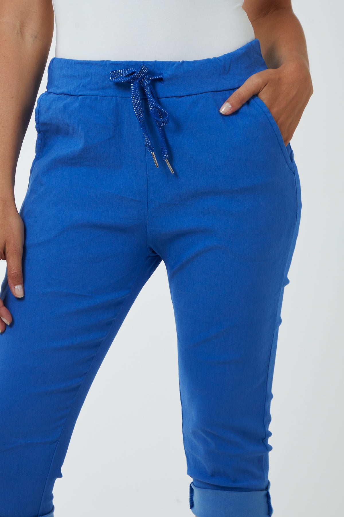 Glitter Drawstring Pocket Capri Trousers Trousers WearAll