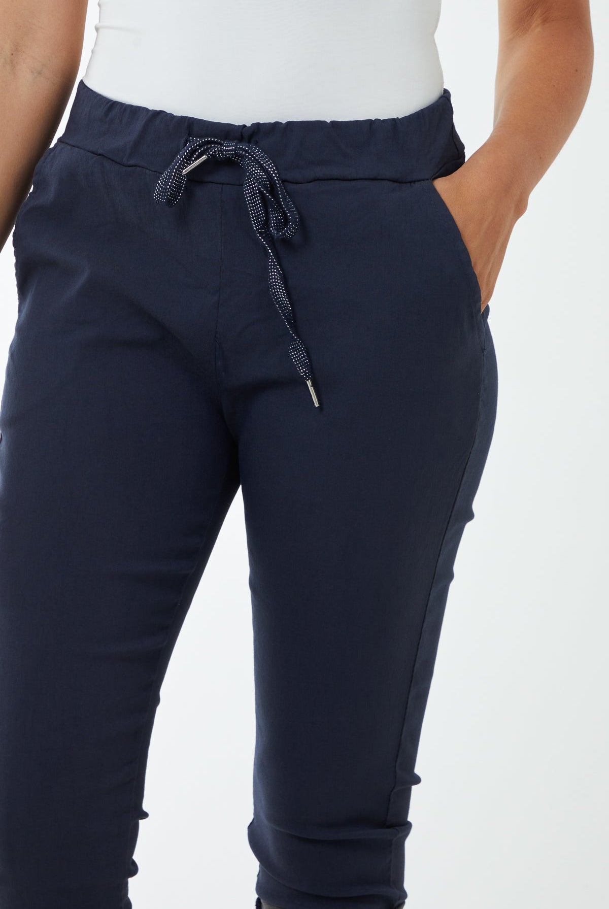 Glitter Drawstring Pocket Capri Trousers Trousers WearAll