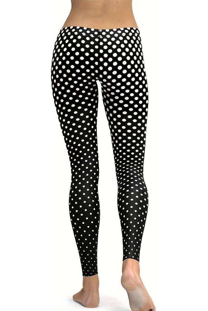 Black Polka Dot White Spot Leggings Leggings WearAll