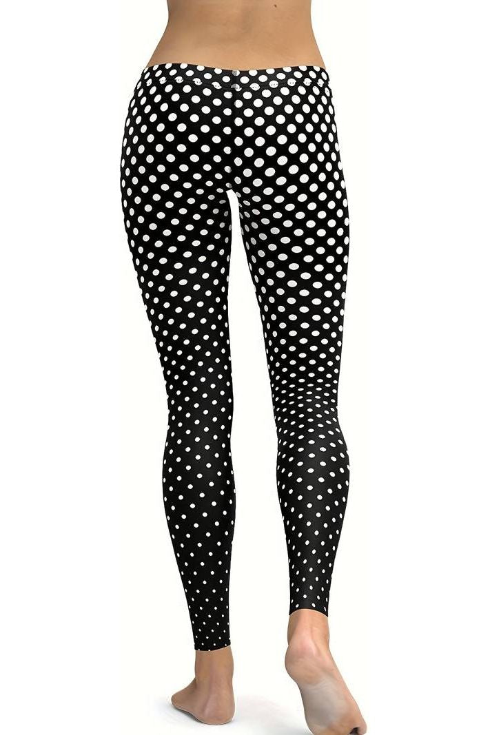 Black Polka Dot White Spot Leggings Leggings WearAll