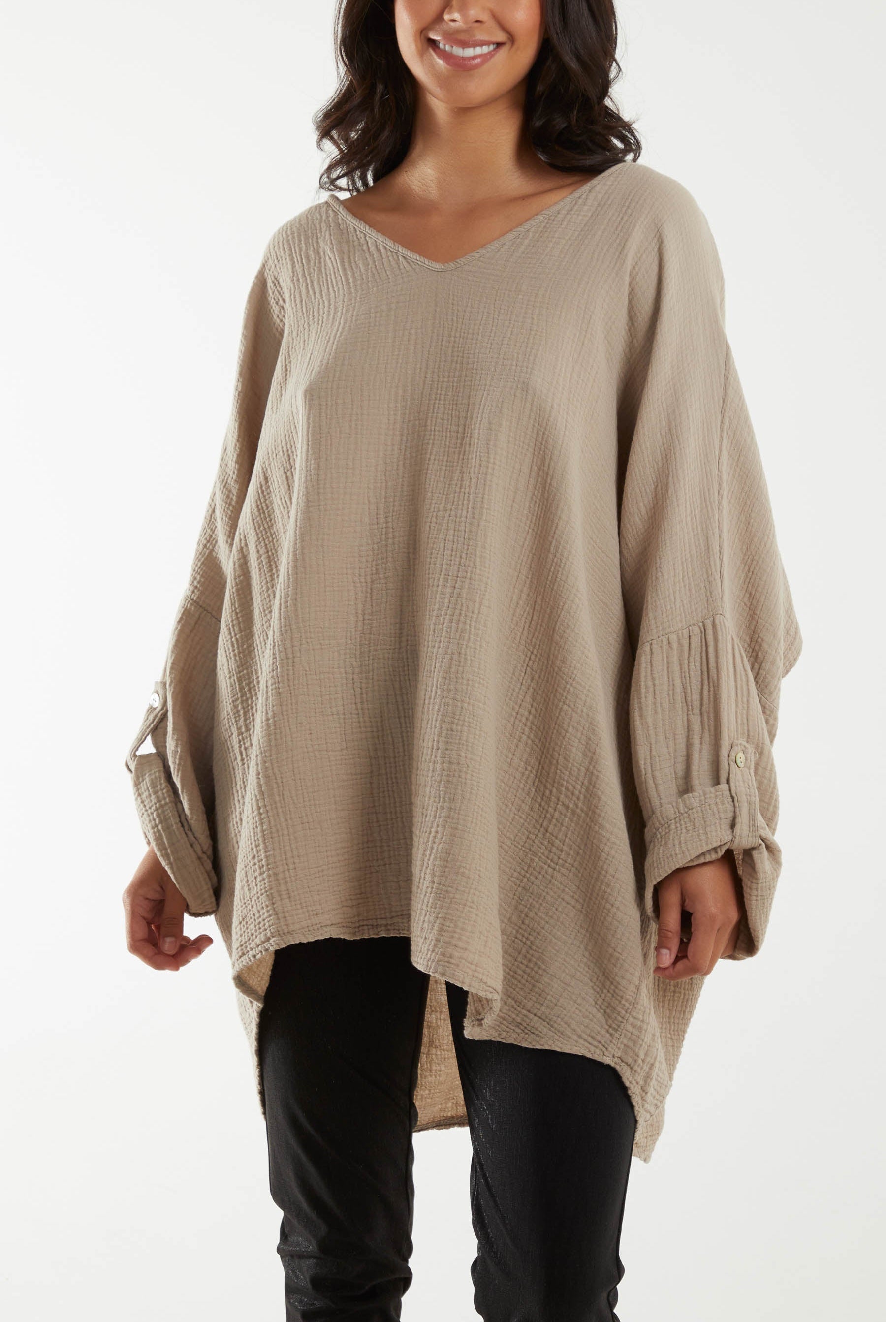 Oversized Cheesecloth Sequin "Love" Blouse Blouses WearAll Stone One Size