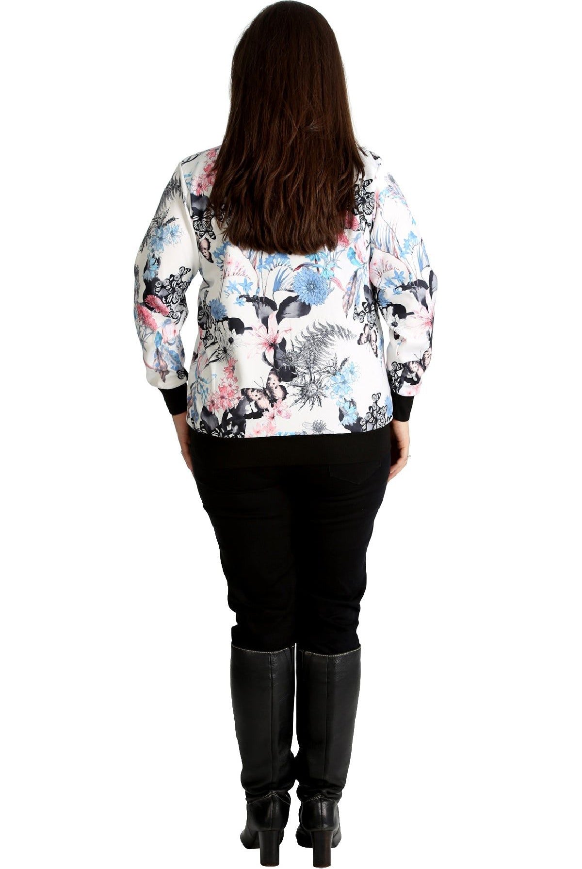 Butterfly Bomber Jacket Print Zip Up Stretch Jacket WearAll