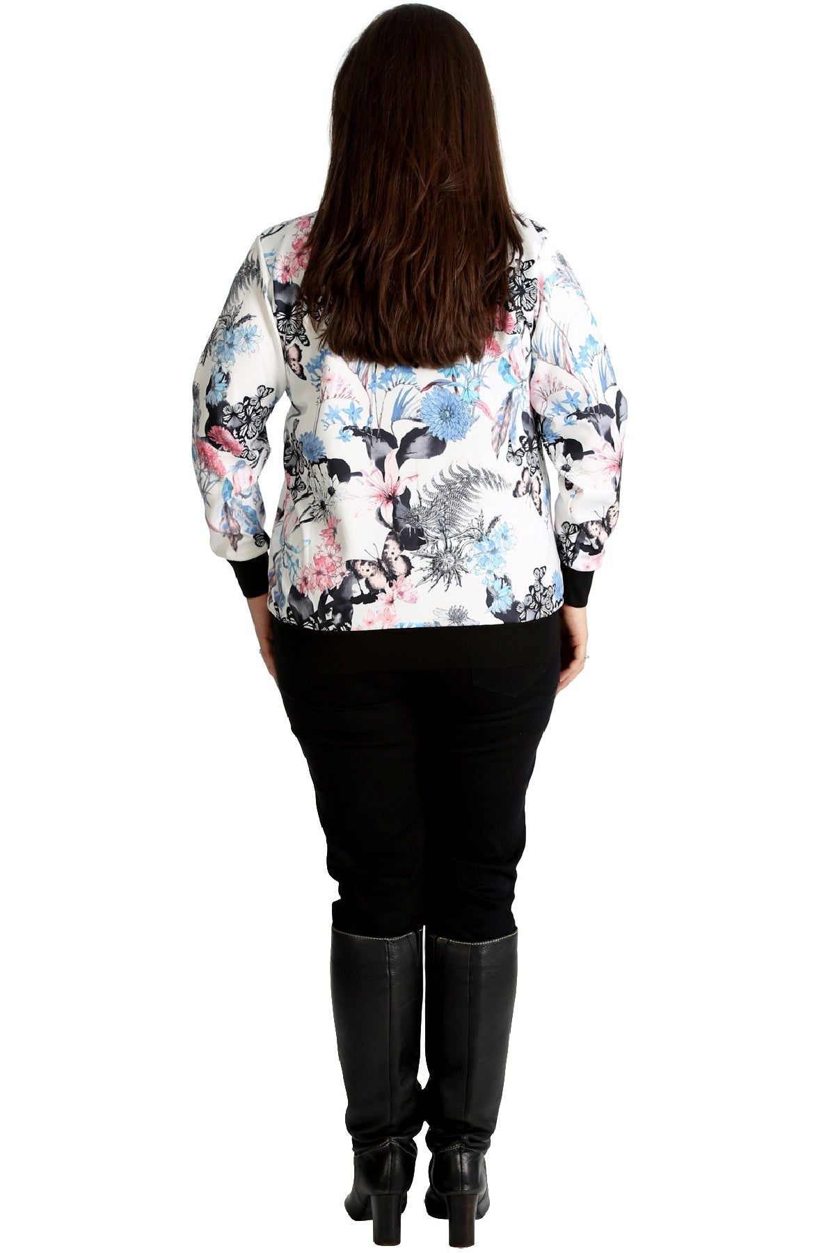 Butterfly Bomber Jacket Print Zip Up Stretch Jacket WearAll
