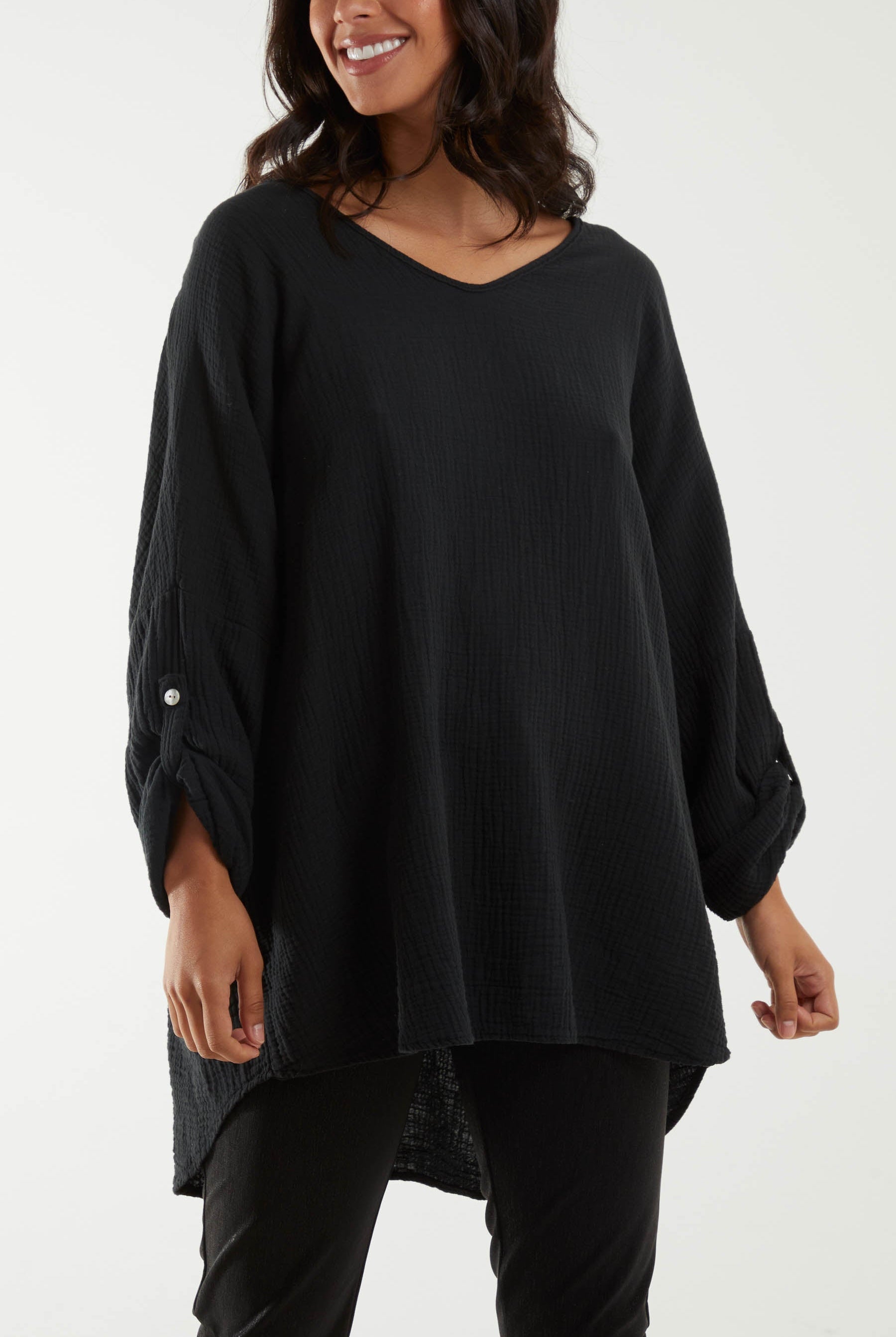 Oversized Cheesecloth Sequin "Love" Blouse Blouses WearAll Black One Size