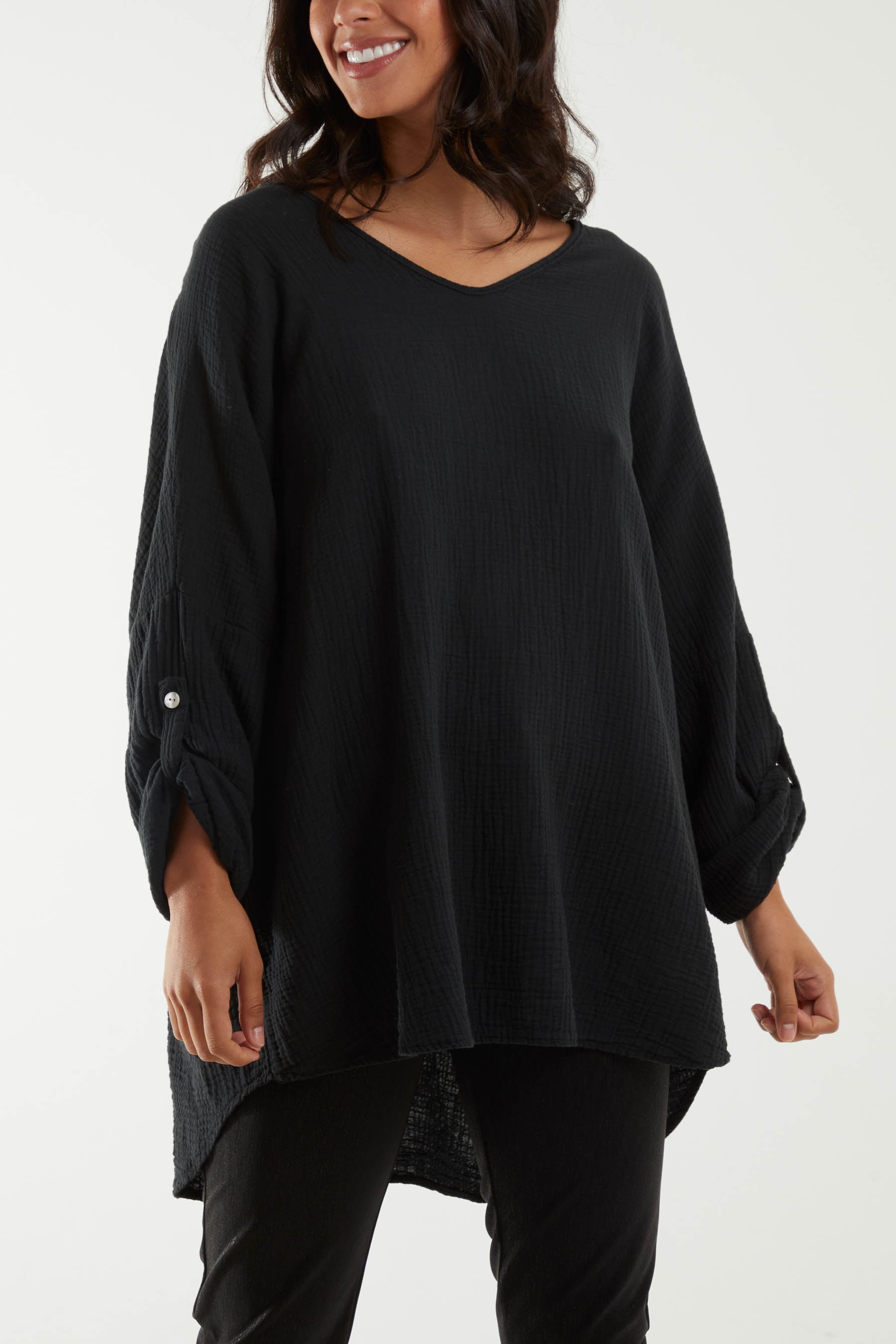 Oversized Cheesecloth Sequin "Love" Blouse Blouses WearAll Black One Size