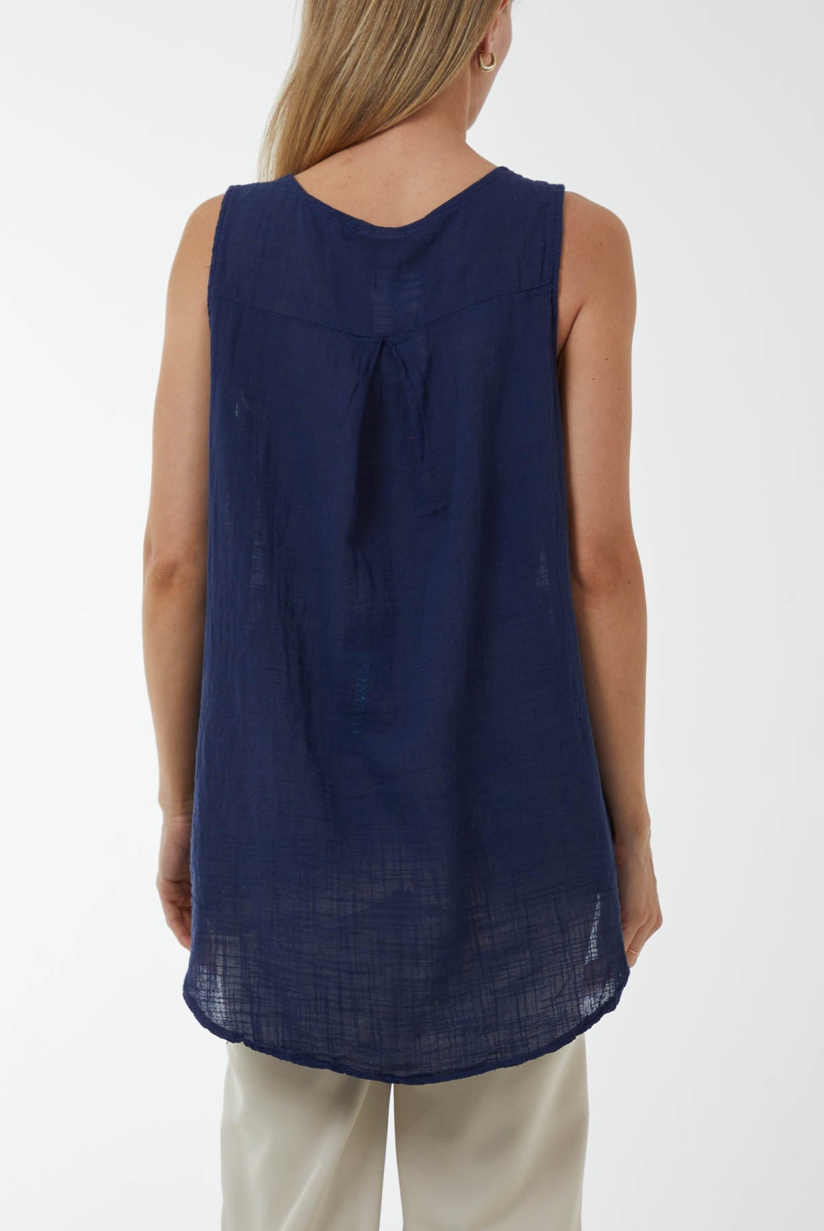 Oversized Sleeveless V-Neck Top Tops WearAll