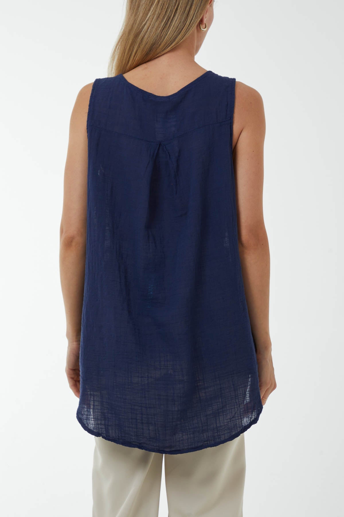 Oversized Sleeveless V-Neck Top Tops WearAll