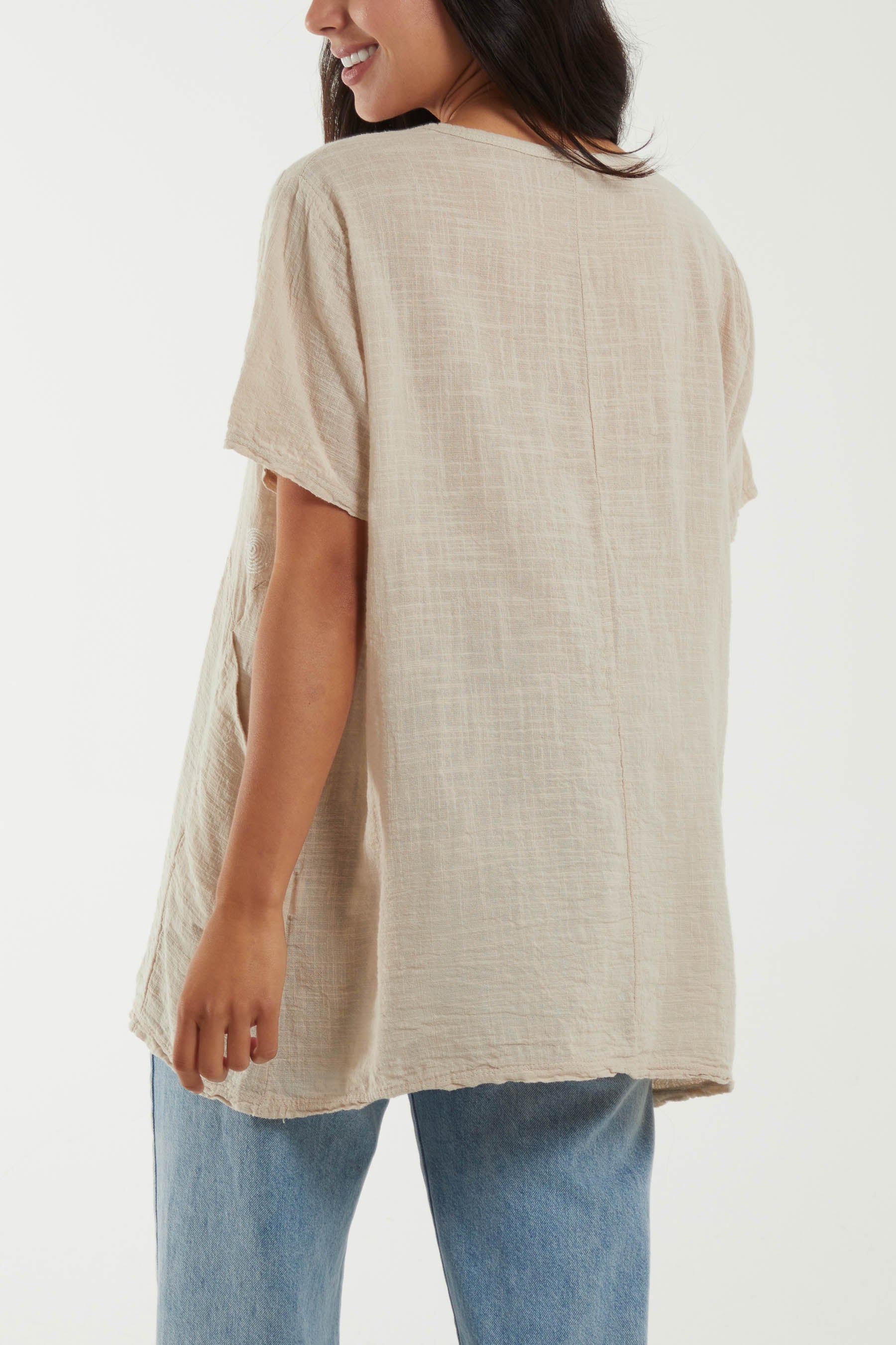 Embroidery Spirals Pocket Top Tops WearAll