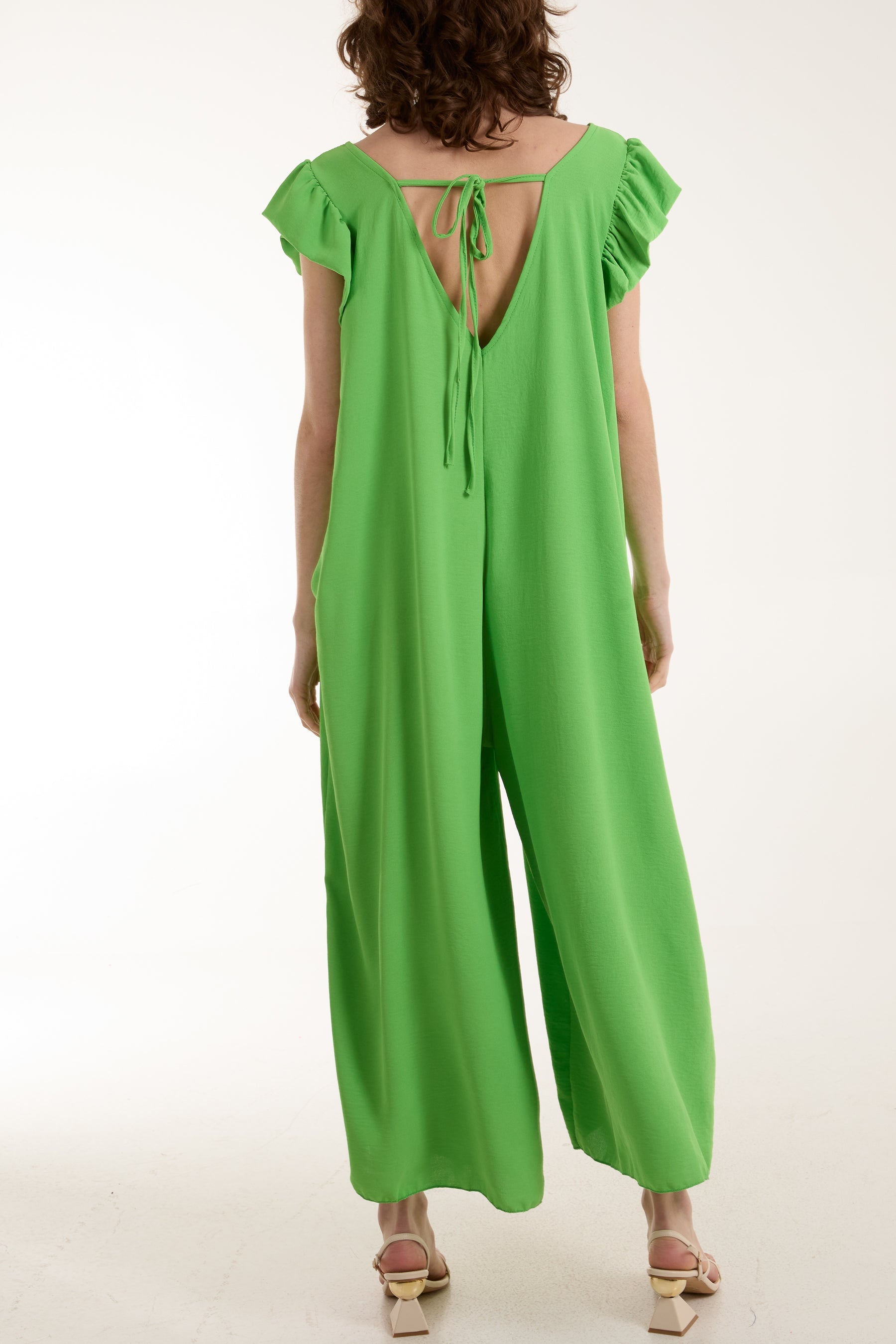 Ruffle Sleeve Wide Leg Jumpsuit Jumpsuits WearAll
