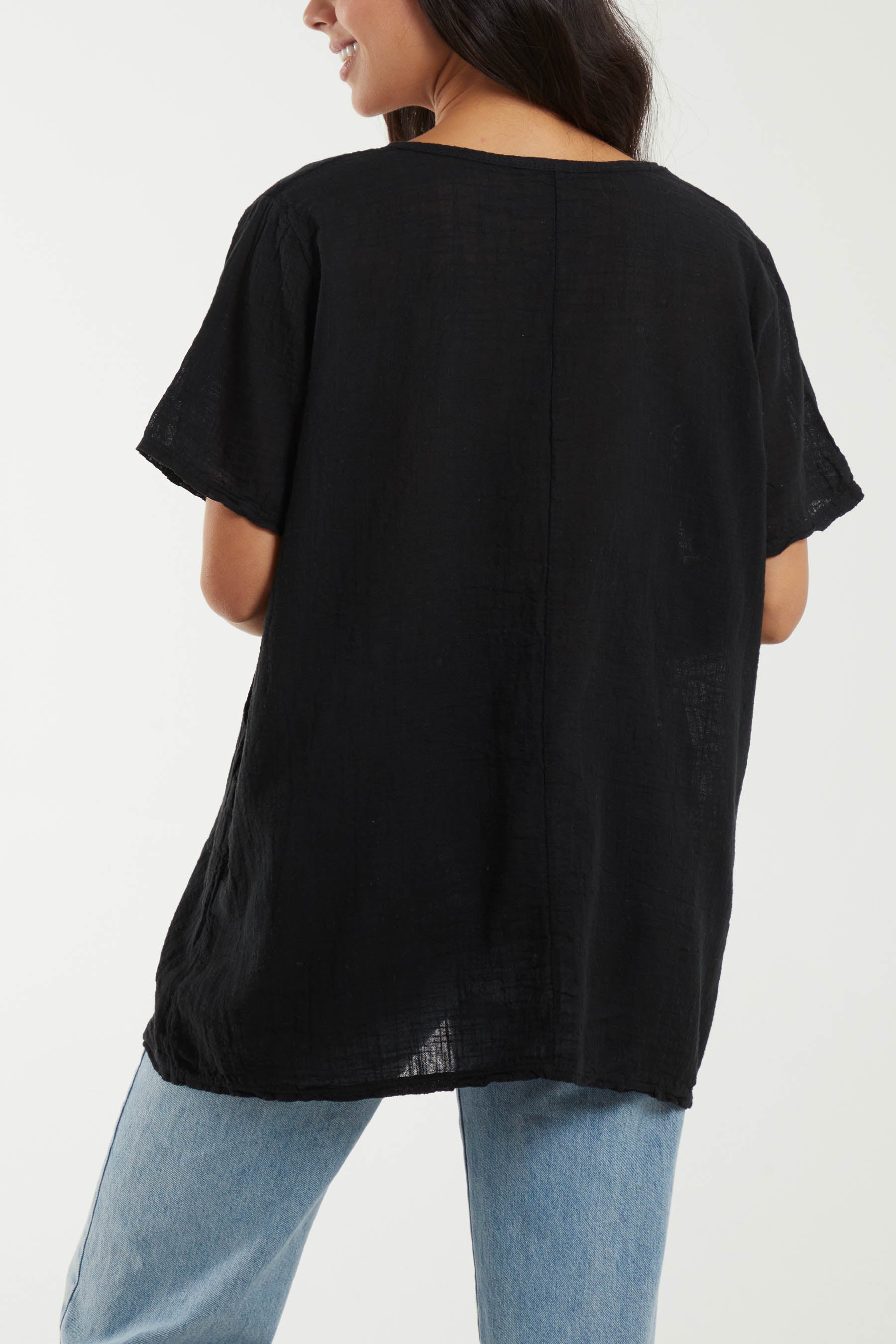 Embroidery Spirals Pocket Top Tops WearAll