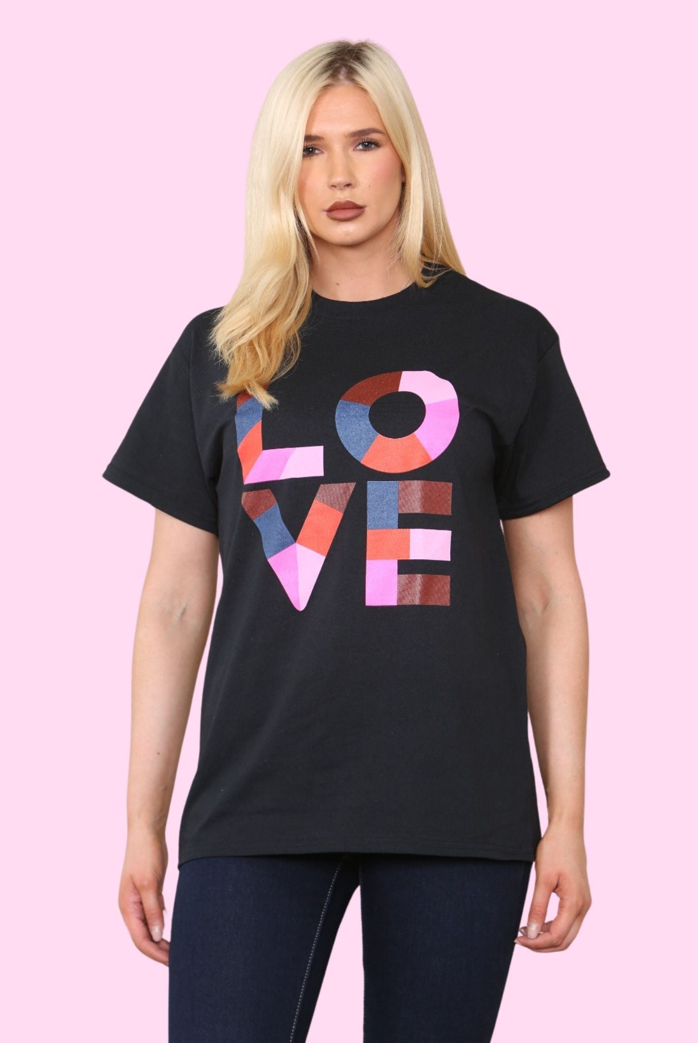 Love Printed T-Shirt Shirts WearAll Black 8