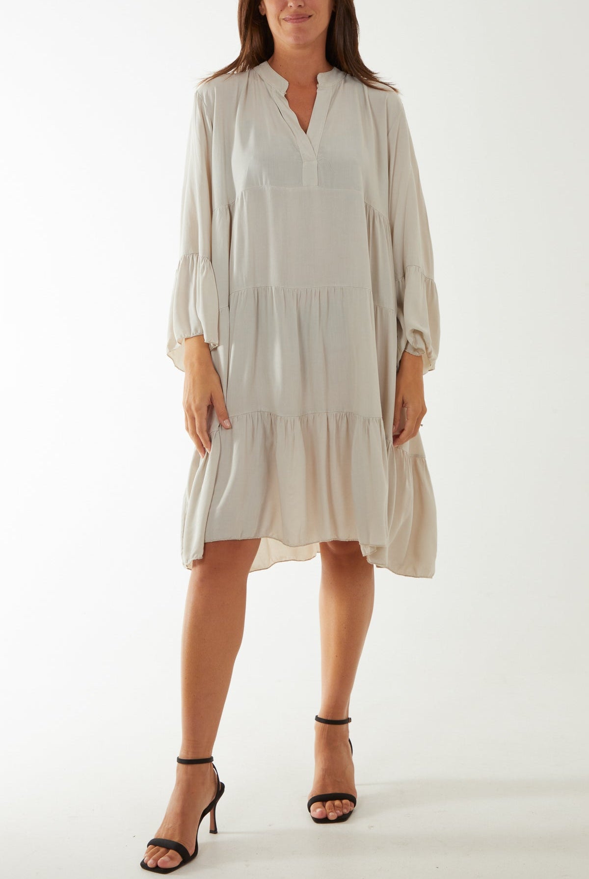 Flare Smock Dress Dress WearAll Beige One Size