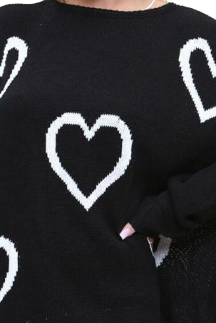 Heart Print Oversized Jumper Jumper & Cardigan WearAll