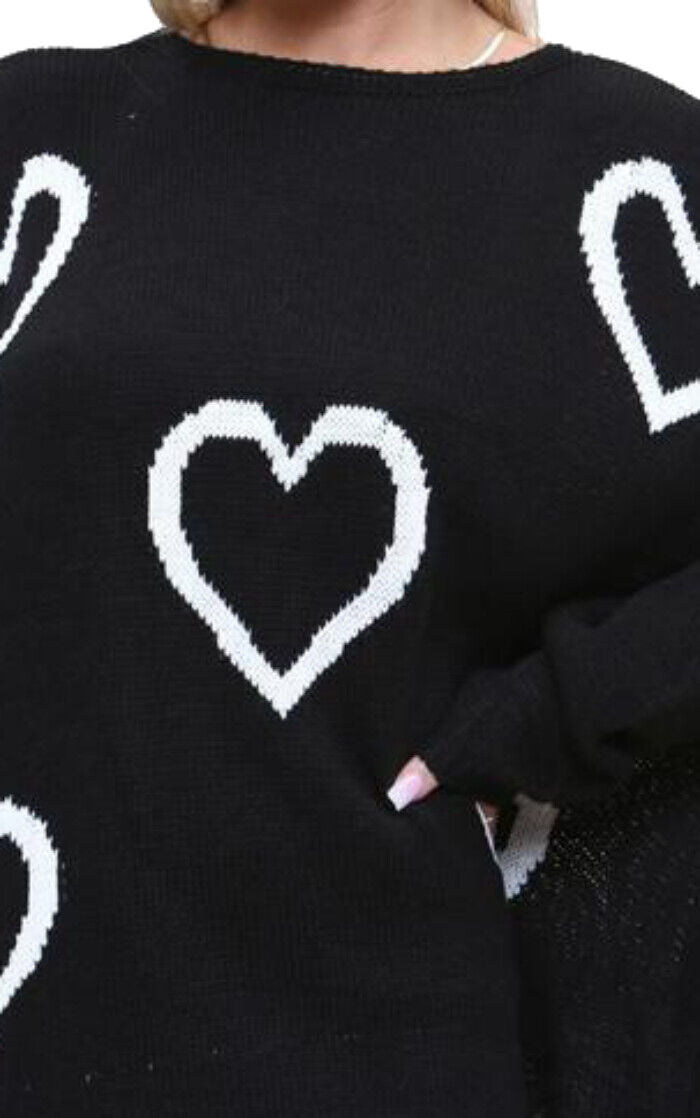 Heart Print Oversized Jumper Jumper & Cardigan WearAll