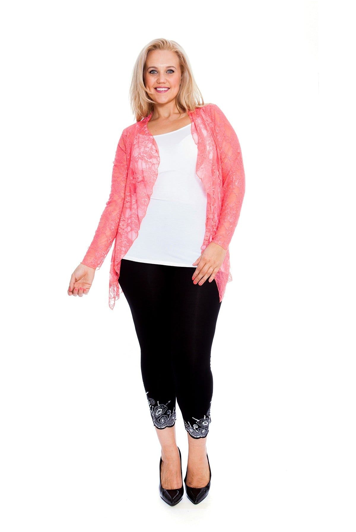 Floral Lace Open Cardigan Waterfall Top Tops WearAll