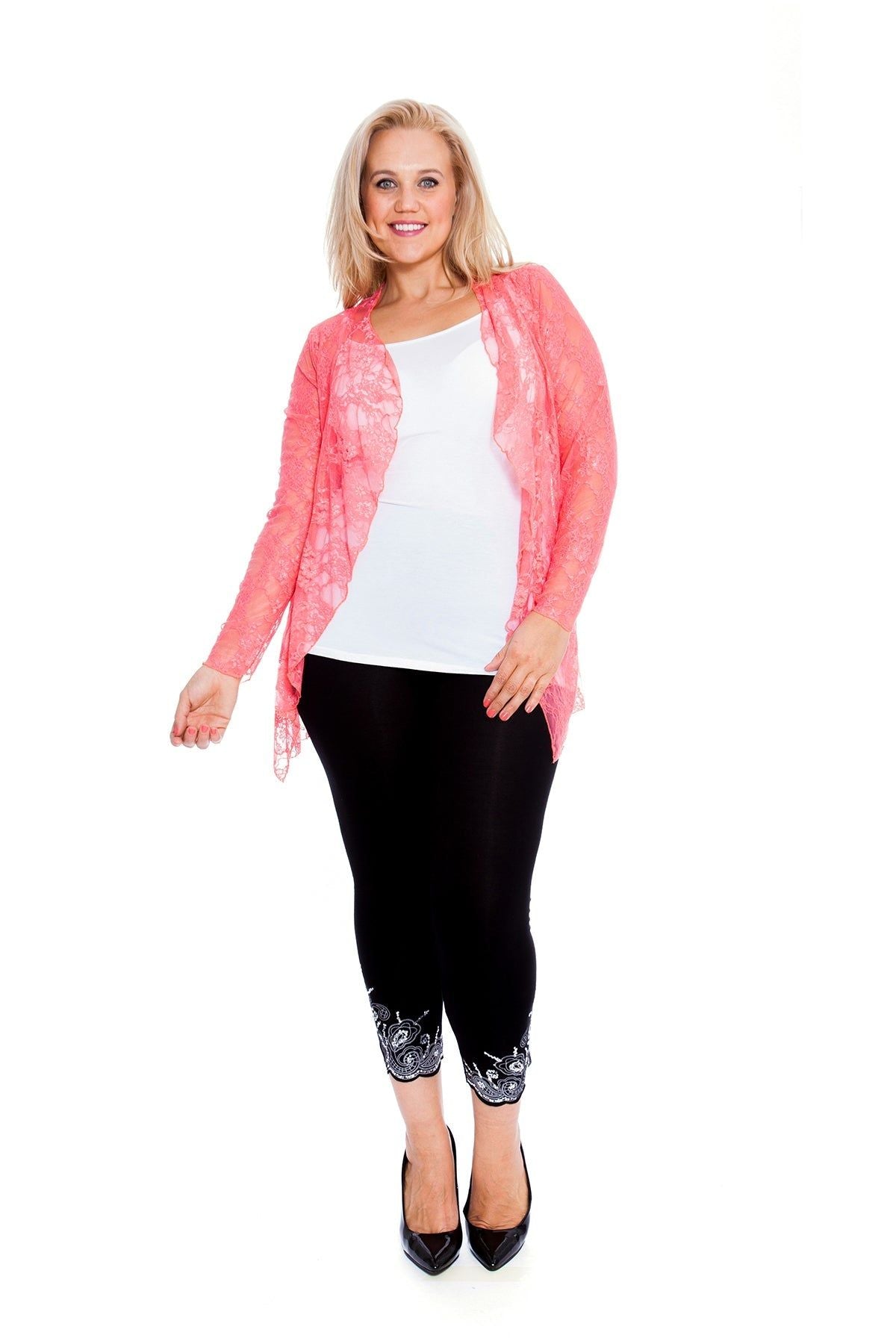 Floral Lace Open Cardigan Waterfall Top Tops WearAll