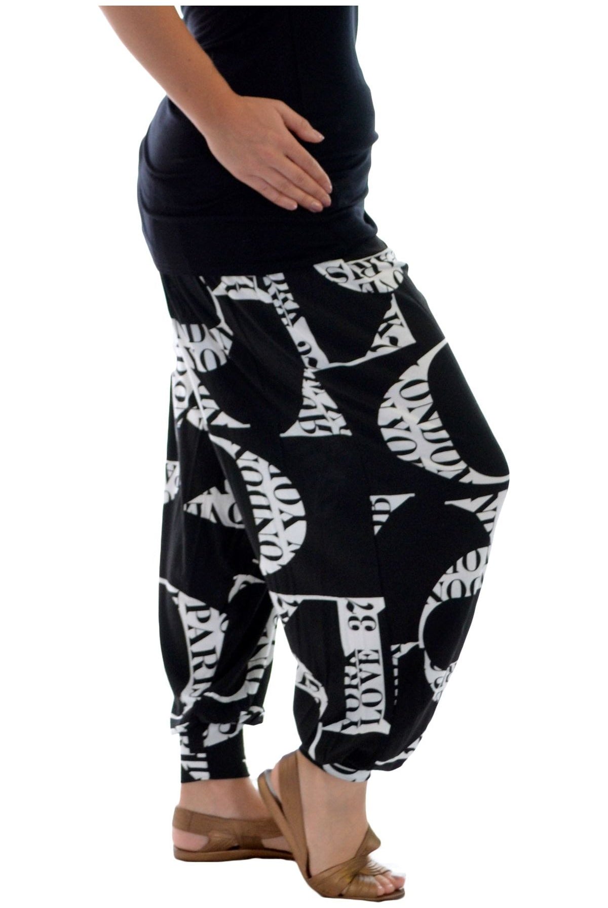 Love Letters Print Harem Trouser Trousers WearAll Letters 8-10