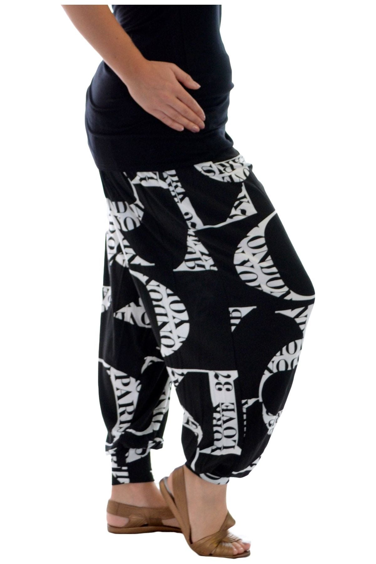 Love Letters Print Harem Trouser Trousers WearAll Letters 8-10