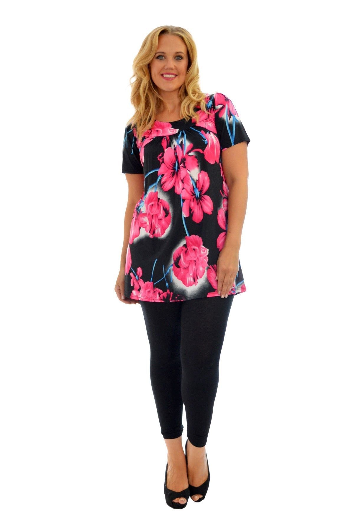 Floral Print Smock Tunic T-Shirt Top Tops WearAll