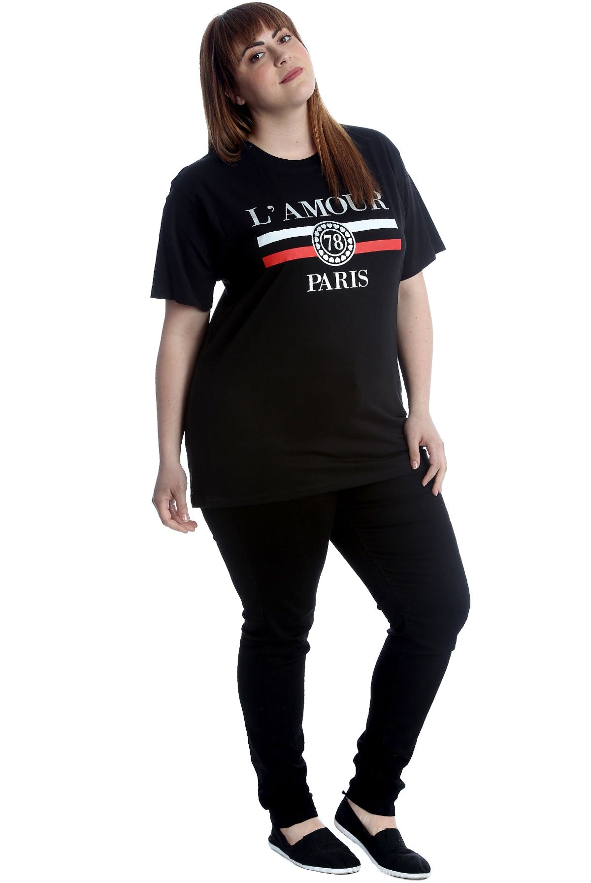 Amour Paris Print Baggy Short Sleeve T-Shirt Tops WearAll
