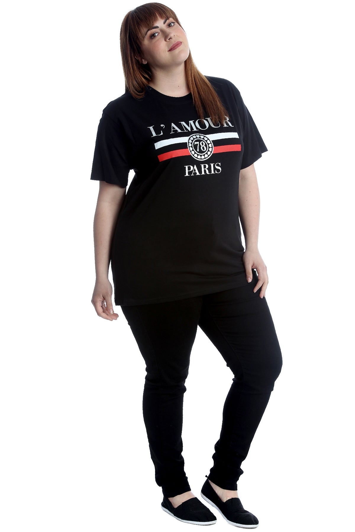 Amour Paris Print Baggy Short Sleeve T-Shirt Tops WearAll