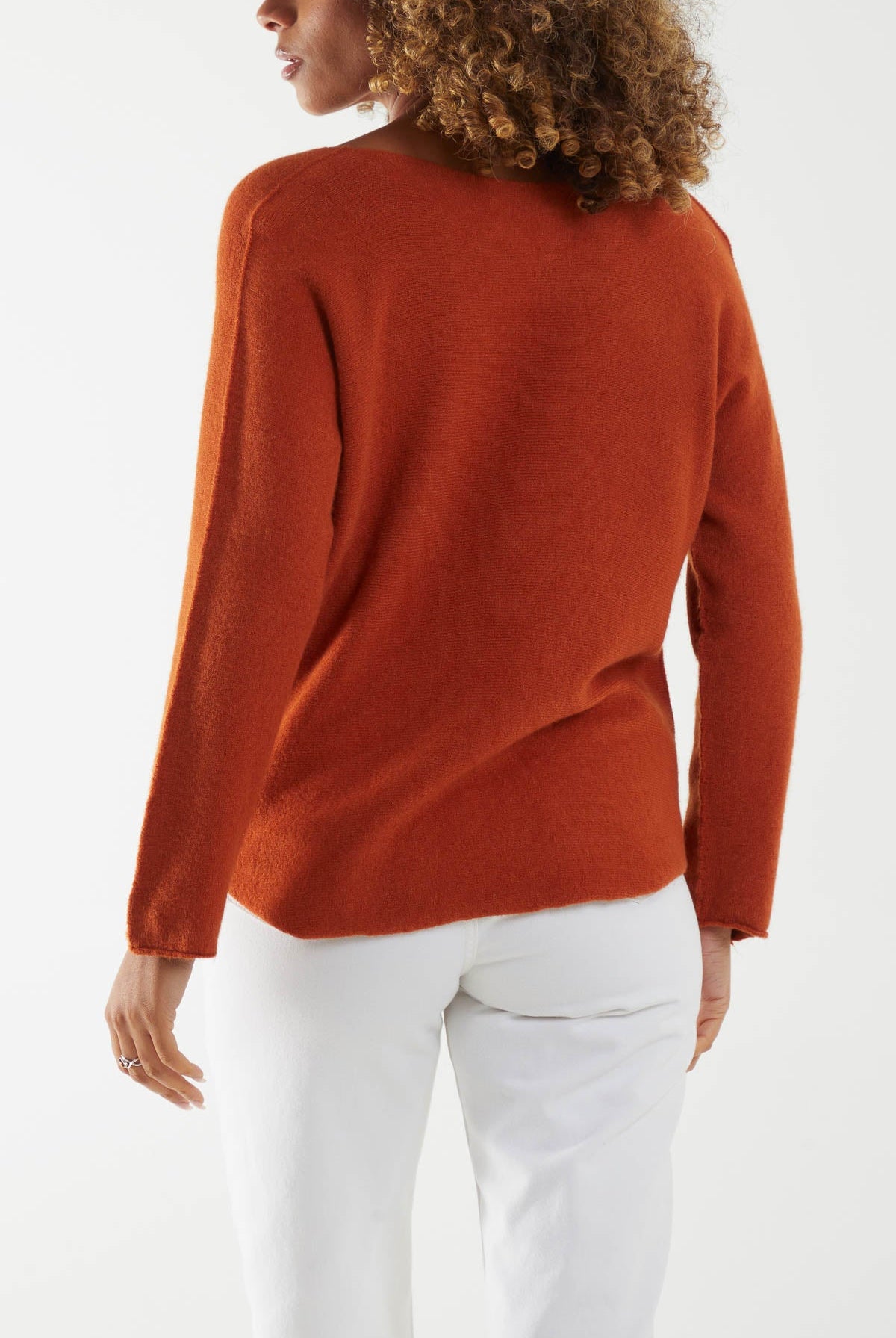 Raw Edge V-Neck Jumper TOPMF2 WearAll