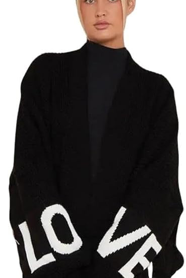 Love Balloon Sleeve Cardigan cardigan WearAll Black One Size (10-22)