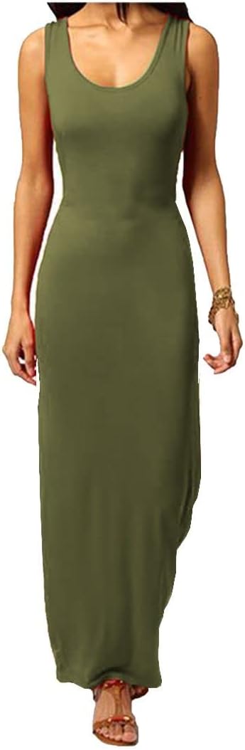 Racer Back Maxi Dress Dress WearAll Khaki 12-14