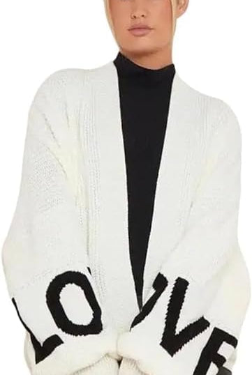 Love Balloon Sleeve Cardigan cardigan WearAll Cream One Size (10-22)