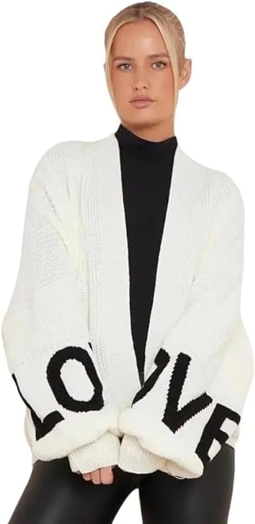 Love Balloon Sleeve Cardigan cardigan WearAll Cream One Size (10-22)