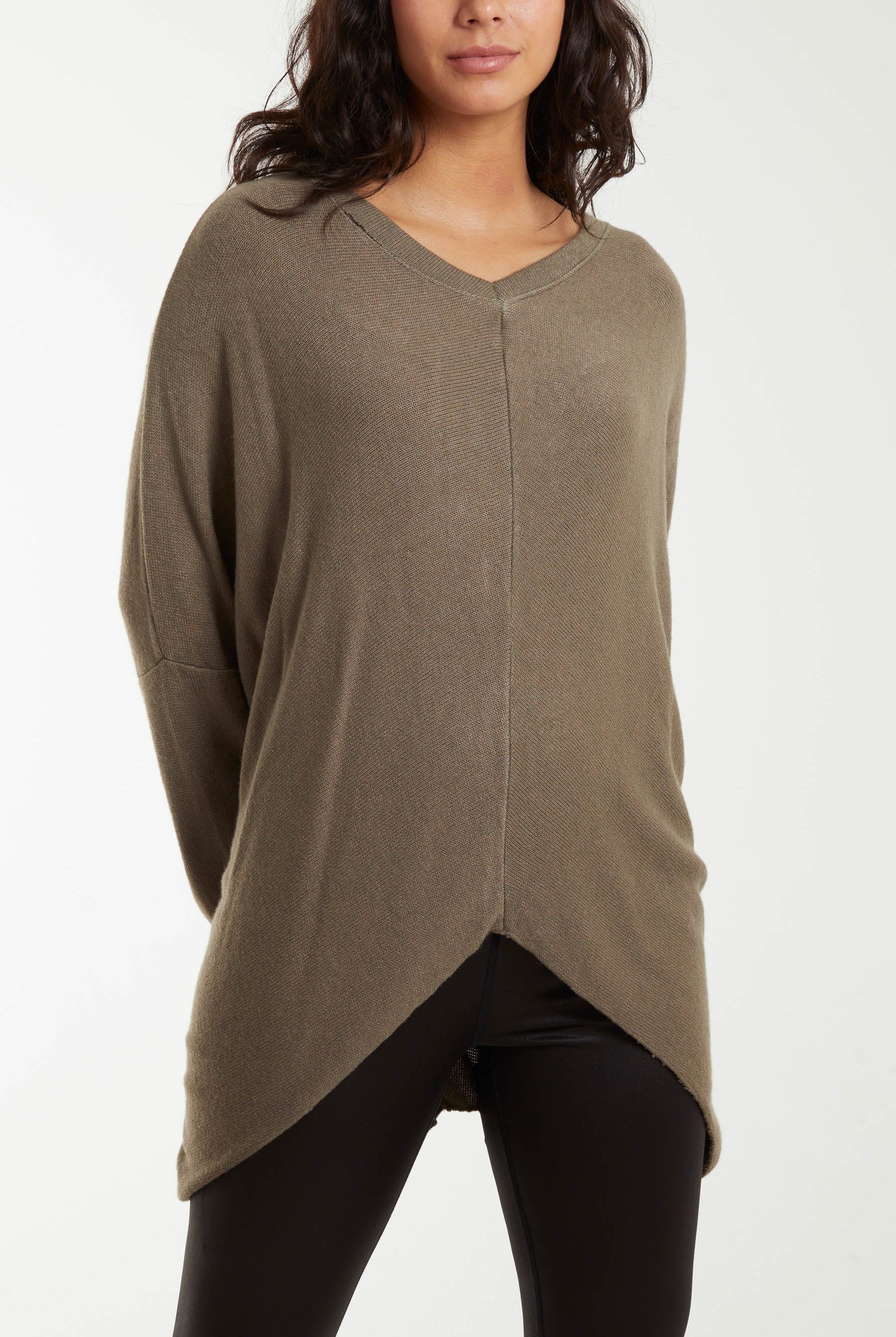 Asymmetric Hem Oversized Jumper Jumpers WearAll Mocha One Size