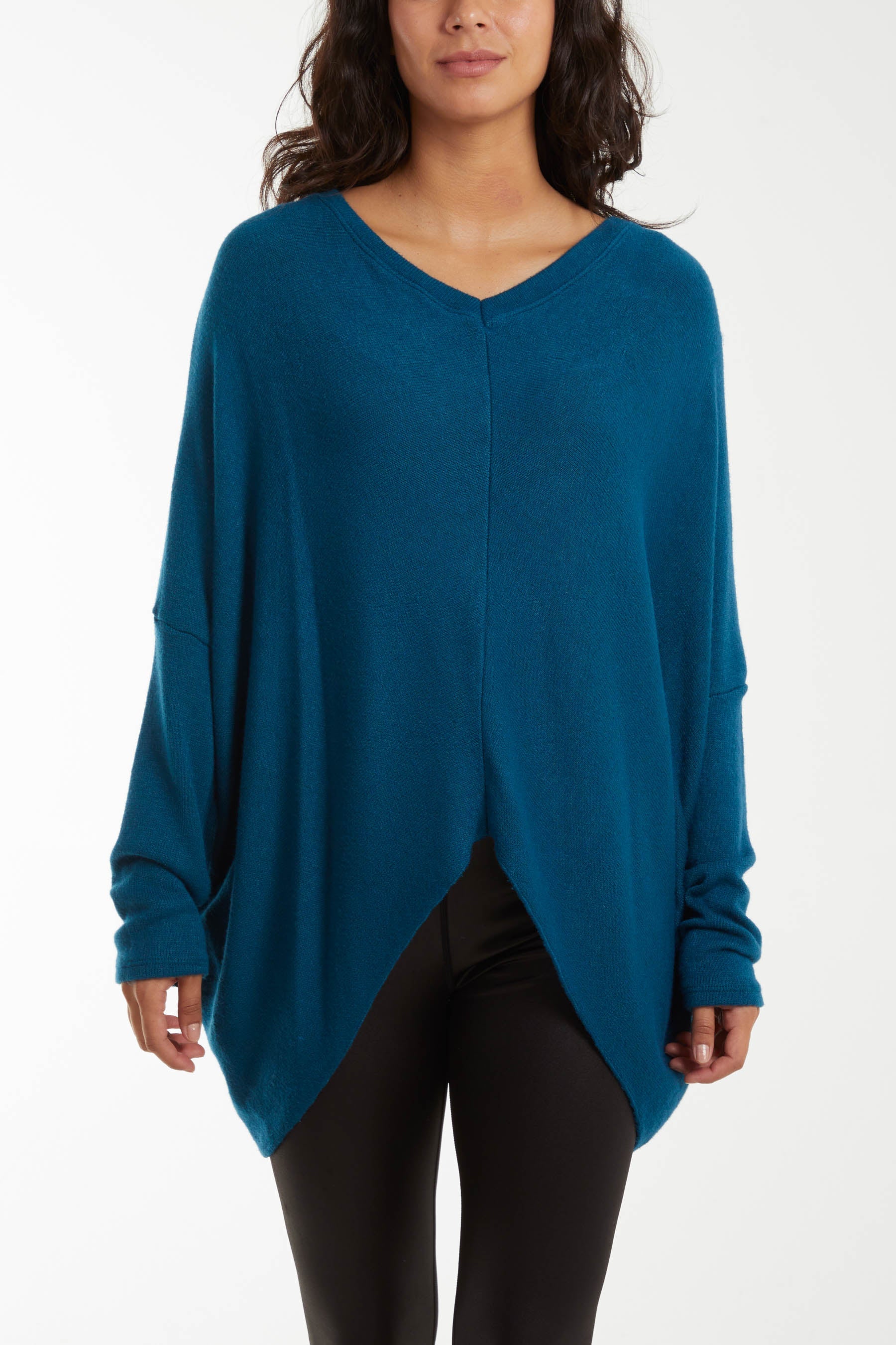 Asymmetric Hem Oversized Jumper Jumpers WearAll Teal One Size