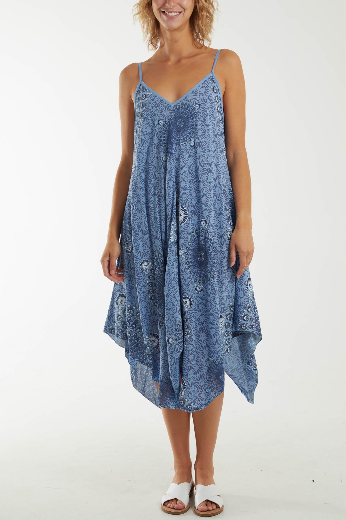 Mandala Flower Hanky Hem Cami Dress Dresses WearAll Denim One Size