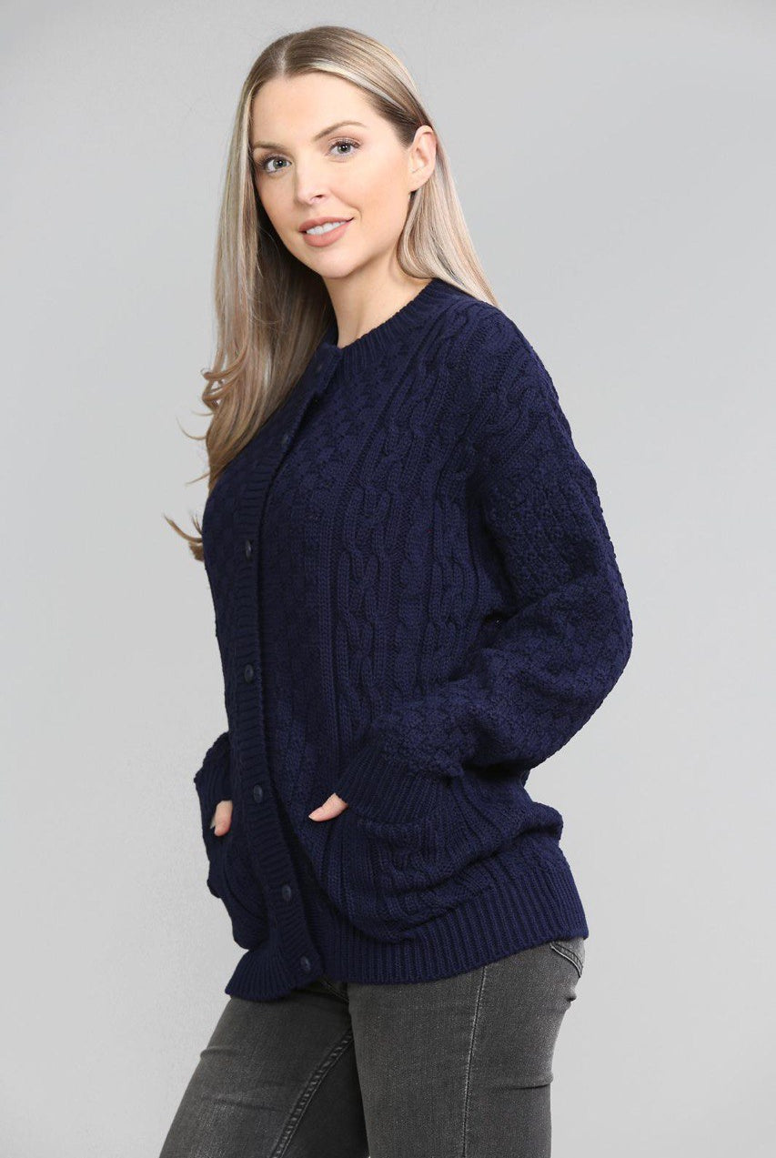 Chunky Cable Knit Long Sleeve Cardigan cardigan WearAll