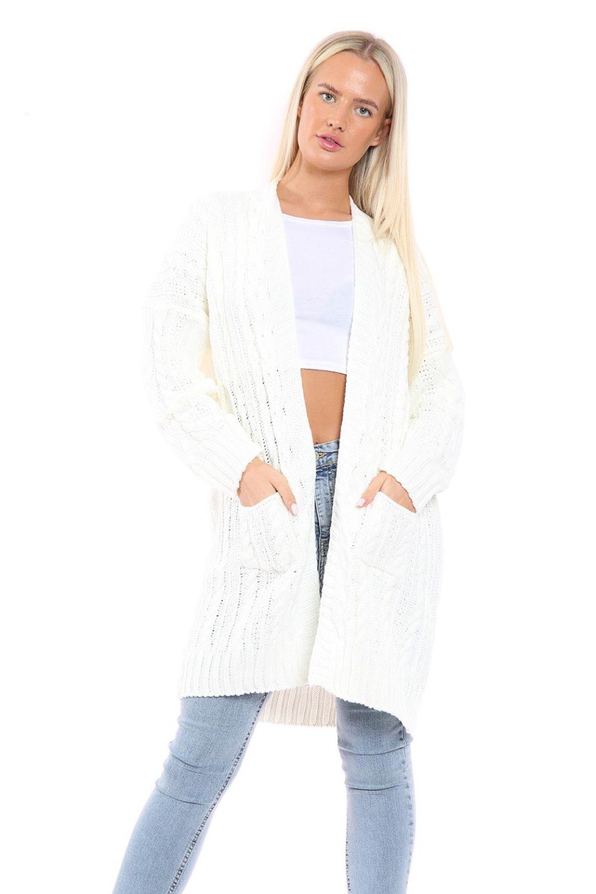Open Style Slouchy Cardigan Knitted Cardigan WearAll Cream One Size Fits (8-14)