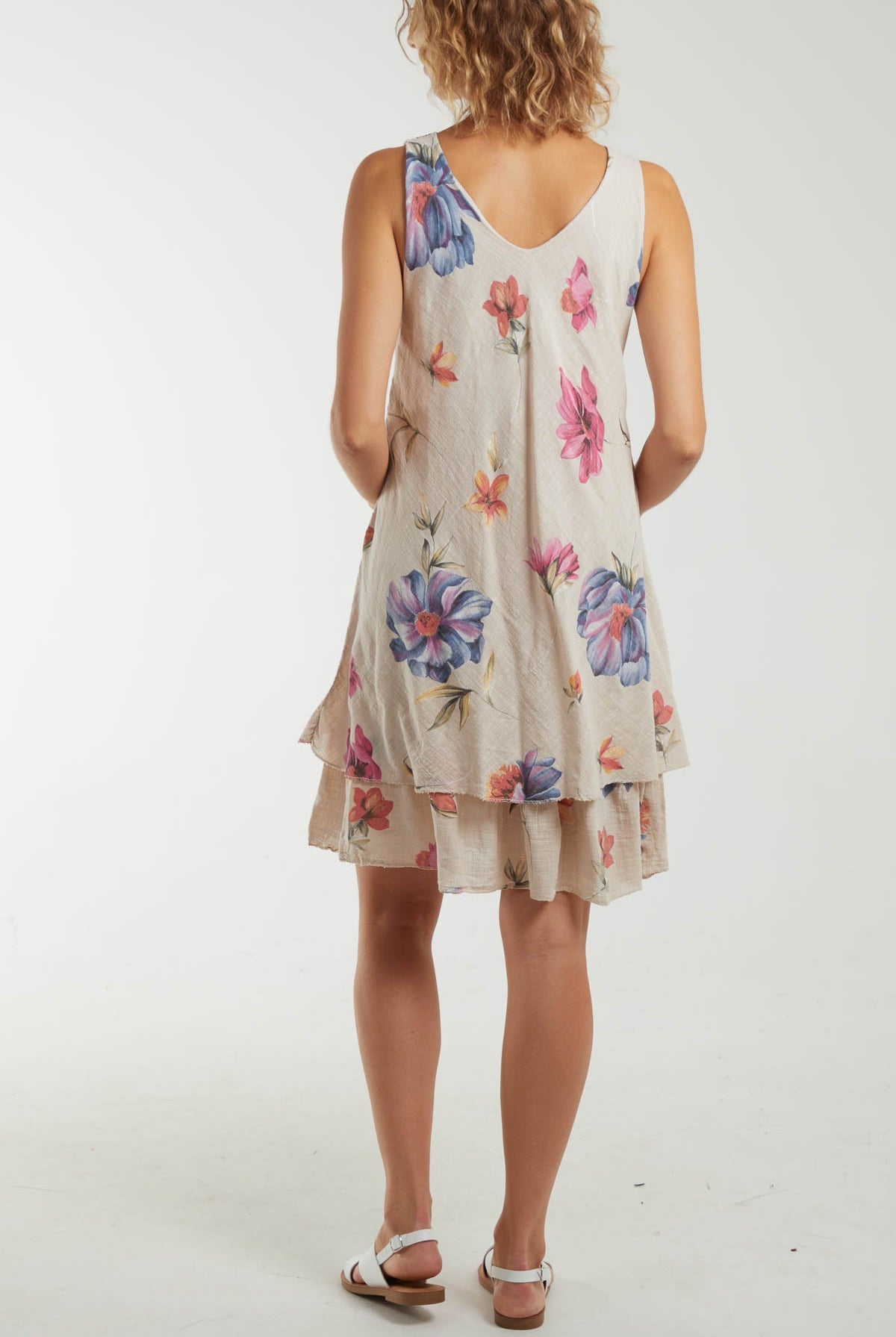 Floral Double Layer Sleeveless Dress Dresses WearAll