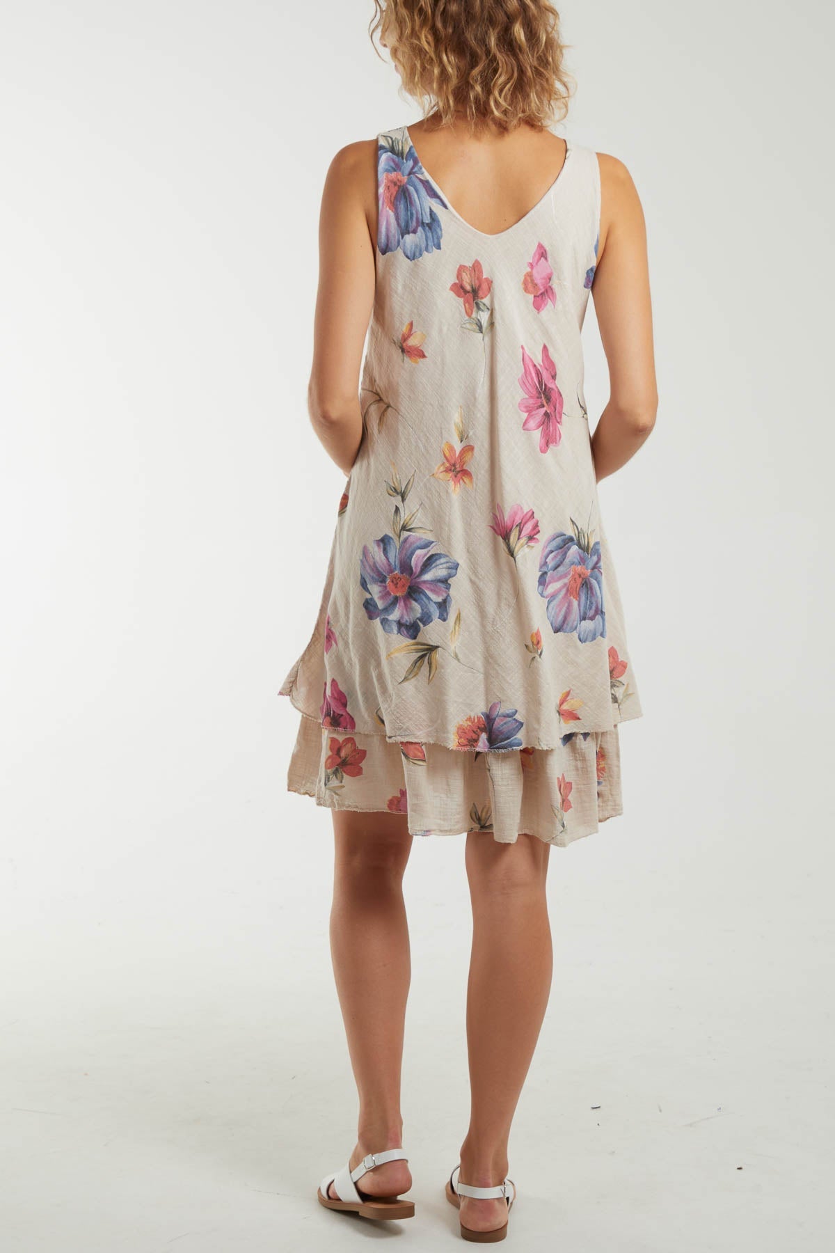 Floral Double Layer Sleeveless Dress Dresses WearAll
