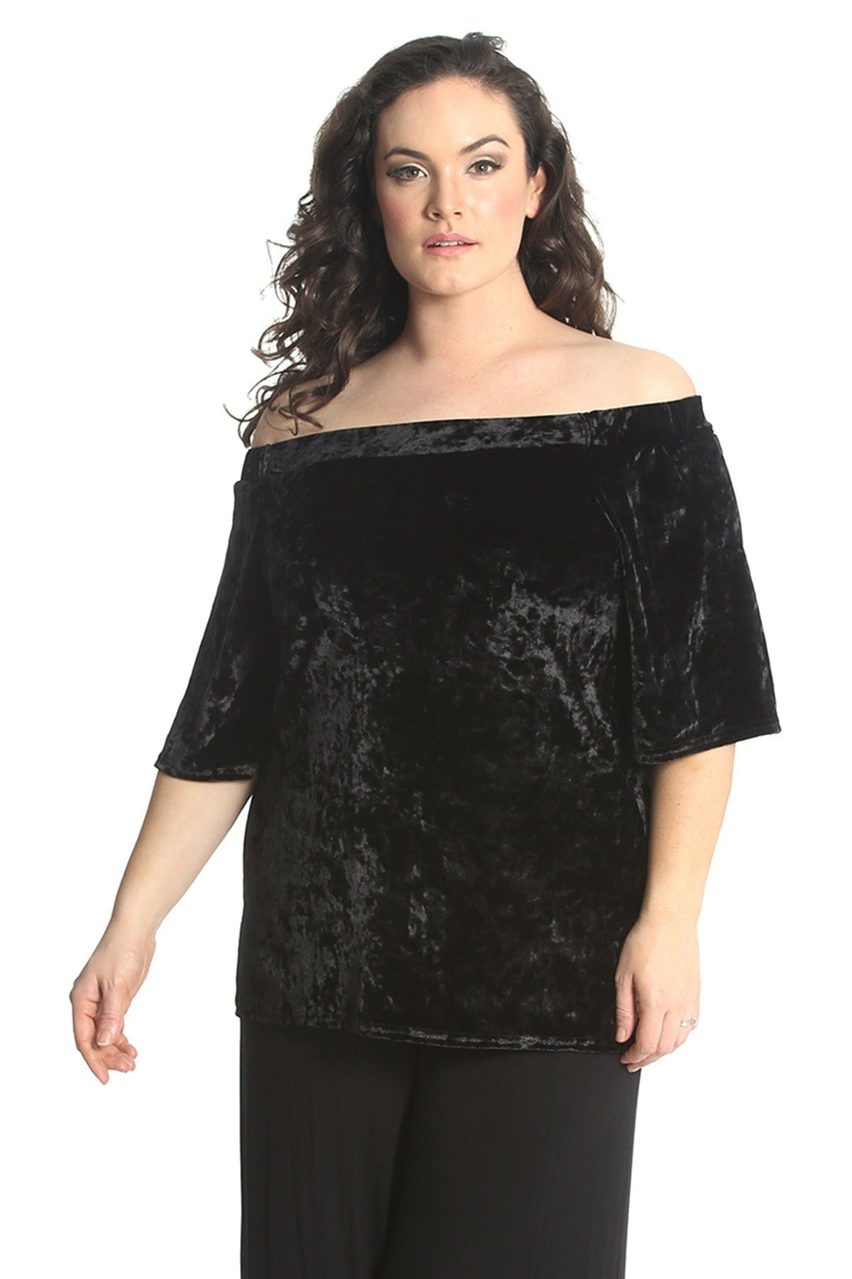 Crushed Velour Boho Party Bardot Top Tops WearAll