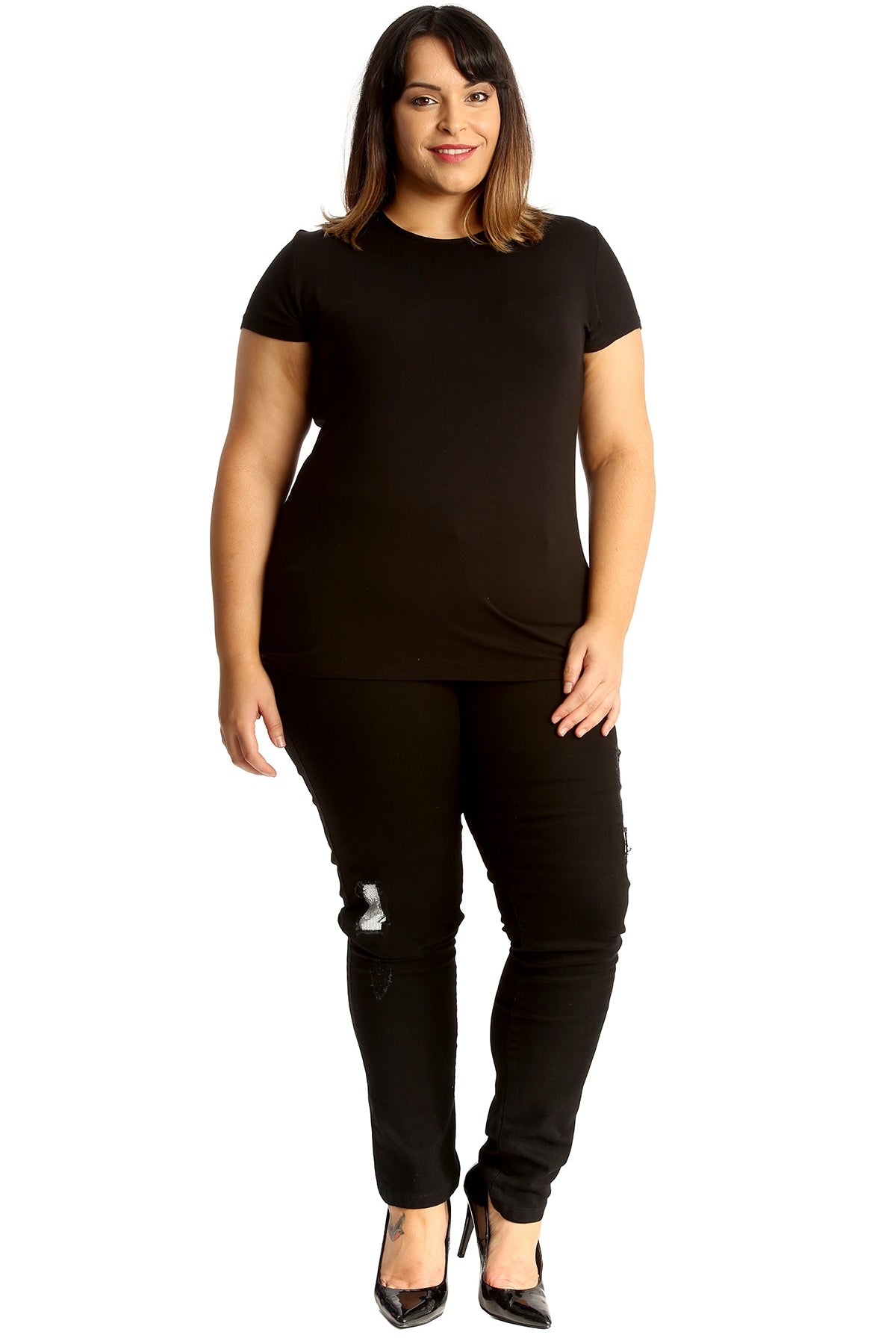 Silver Sequin Patched Ripped Jeans Jeans WearAll