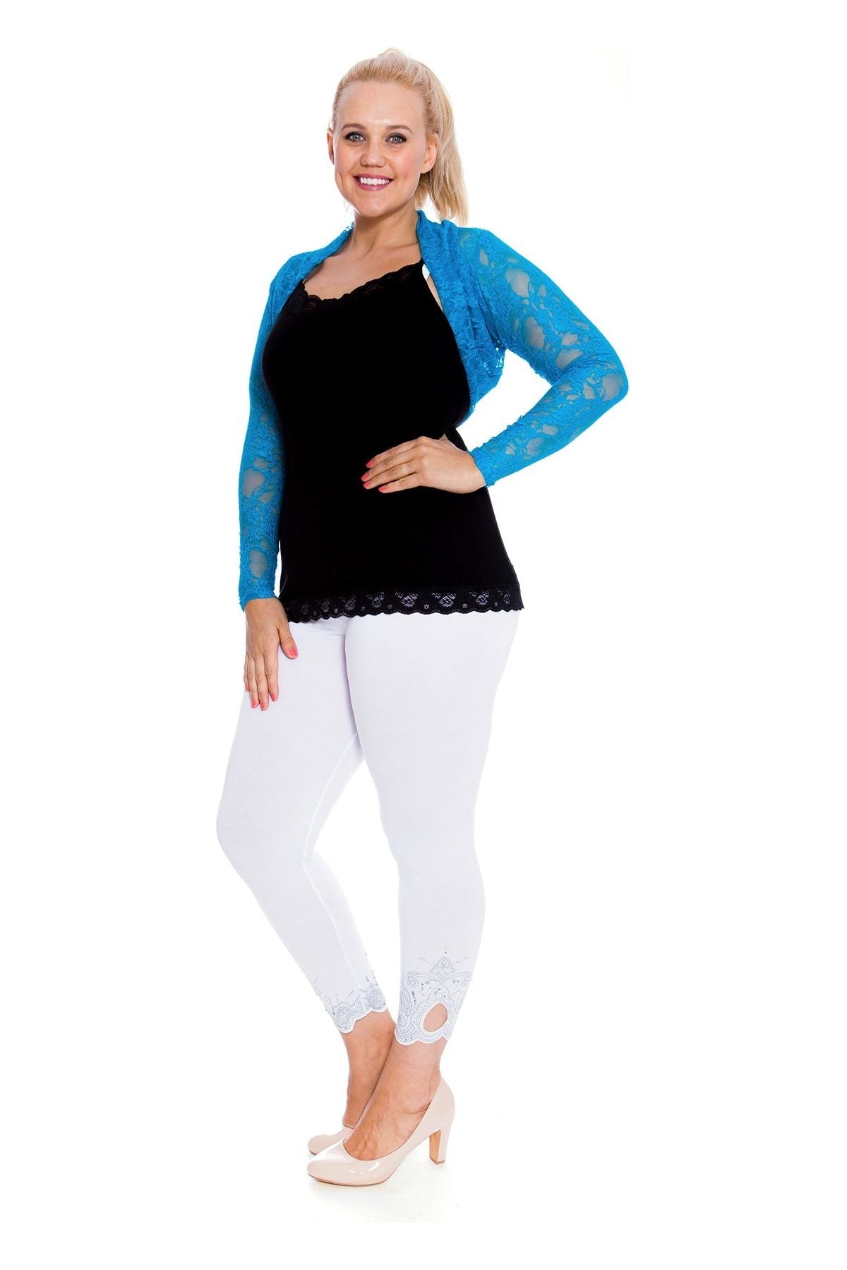 Cropped Lace Bolero Shrug Tops WearAll Turquoise 12-14